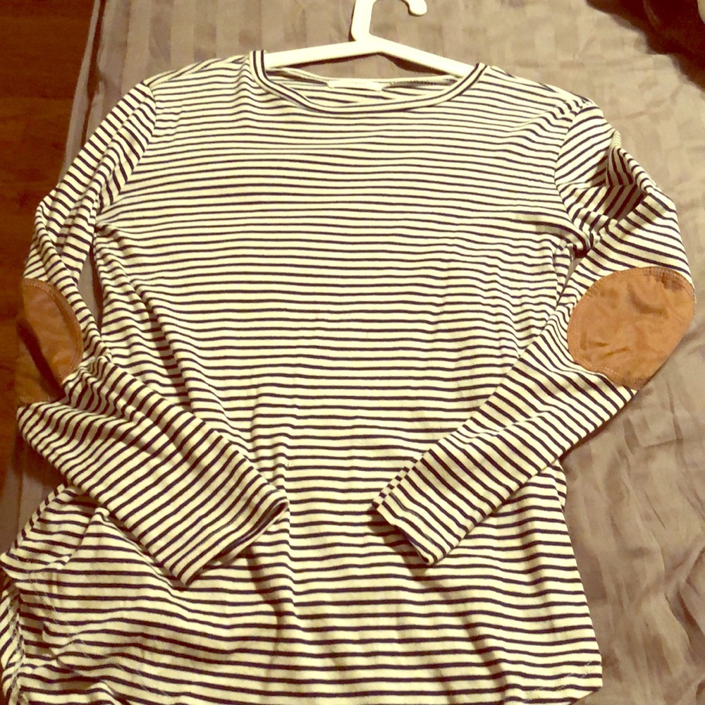 Cherish navy and white striped LS shirt